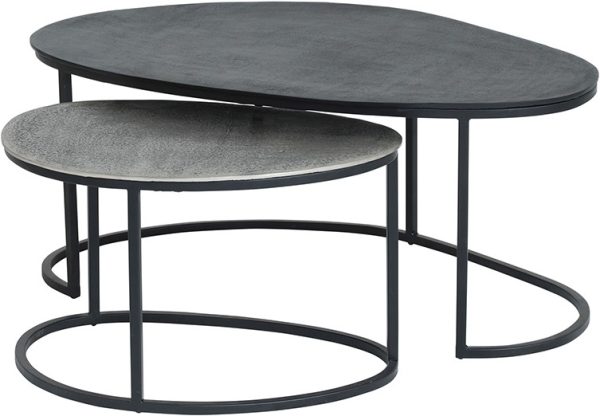 Nijwie MySons Napa salontafel, set van 2, Black / Silver antique - Mix & Match Collection