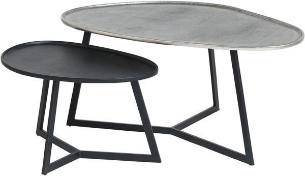 Nijwie MySons Novato salontafel, set van 2, Silver antique / Black - Mix & Match Collection