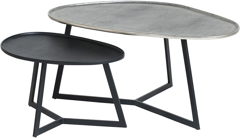 Nijwie MySons Novato salontafel, set van 2, Silver antique / Black - Mix & Match Collection