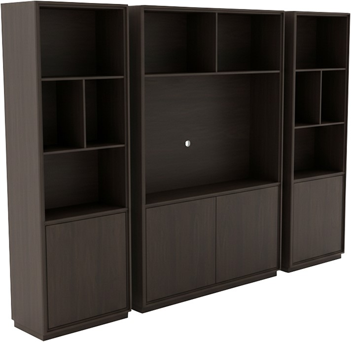 Nijwie Dutch Industries Oulu boekenkast 75, linksdraaiend met 1 deur en 4 open vakken, Dark Chocolate - Oak Collection