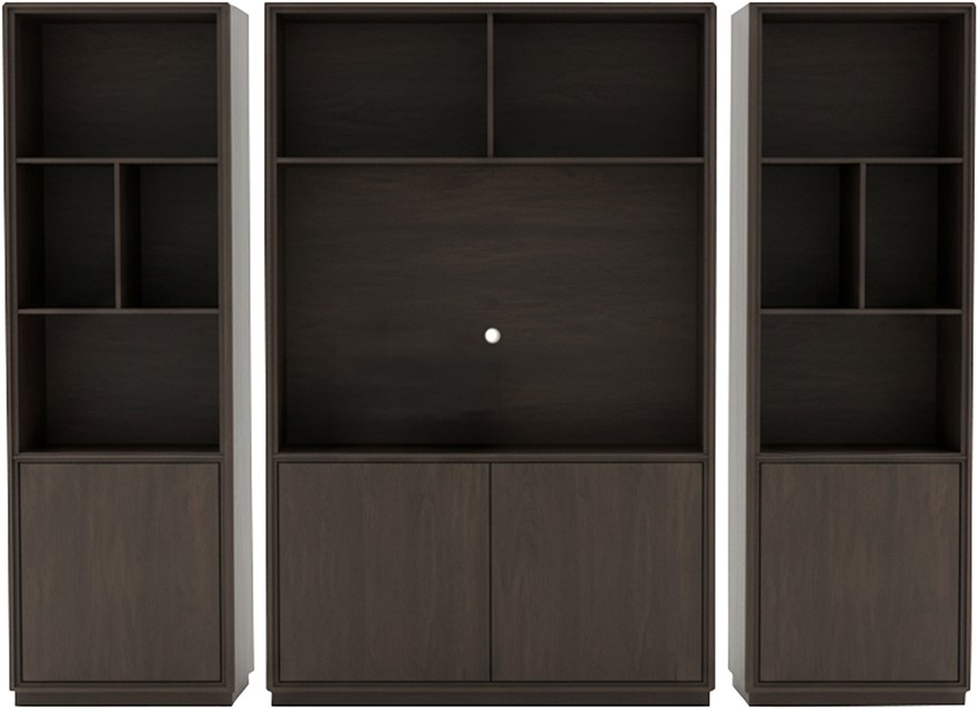 Nijwie Dutch Industries Oulu TV-kast 150 met 2 deuren en 3 open vakken, Dark Chocolate - Oak Collection