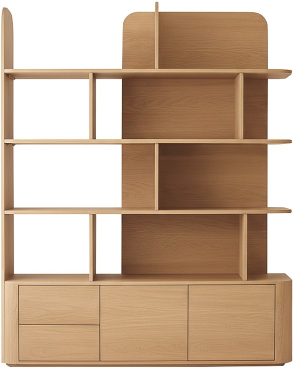 Nijwie Dutch Industries Rovaniemi wandkast 140 met 2 deuren en 2 lades, Natural Oak - Oak Collection