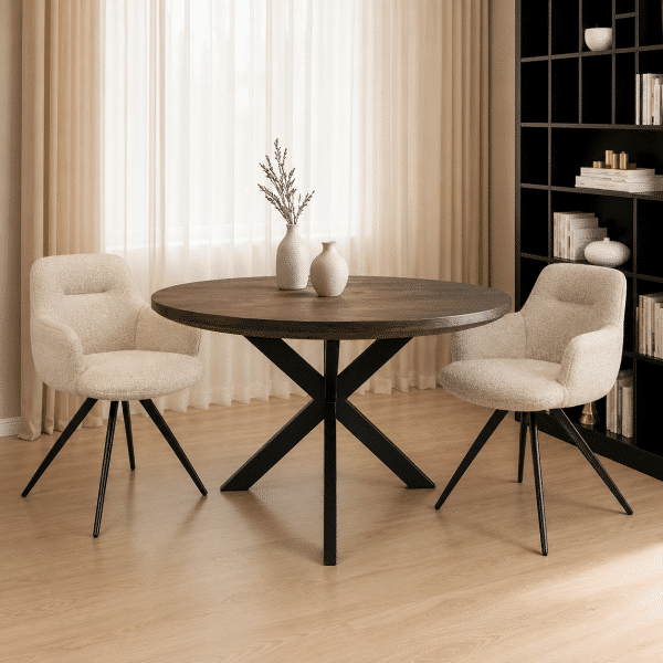 sfeerfoto Livingfurn Jesper Round Brown 130cm