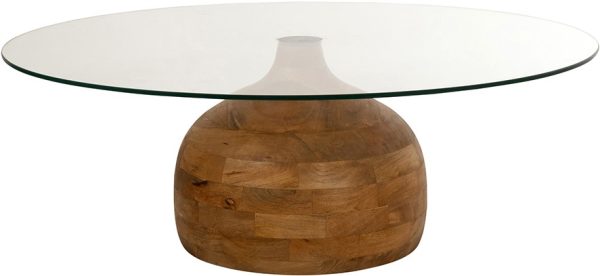 Nijwie MySons Stella salontafel Ø100, H35, Smooth Natural, Clear glass - Couture Collection