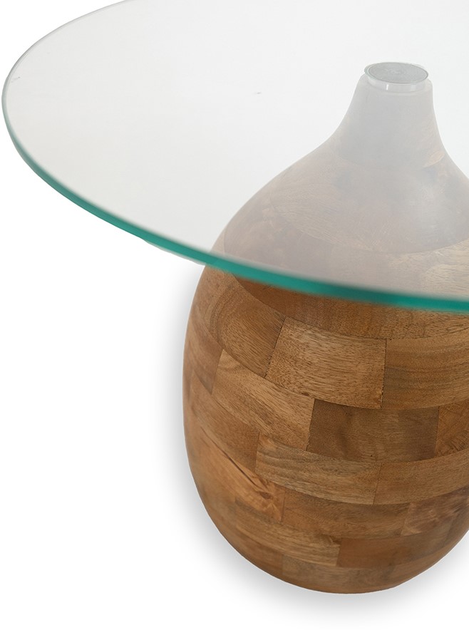 Nijwie MySons Stella salontafel Ø50, H43, Smooth Natural, Clear glass - Couture Collection