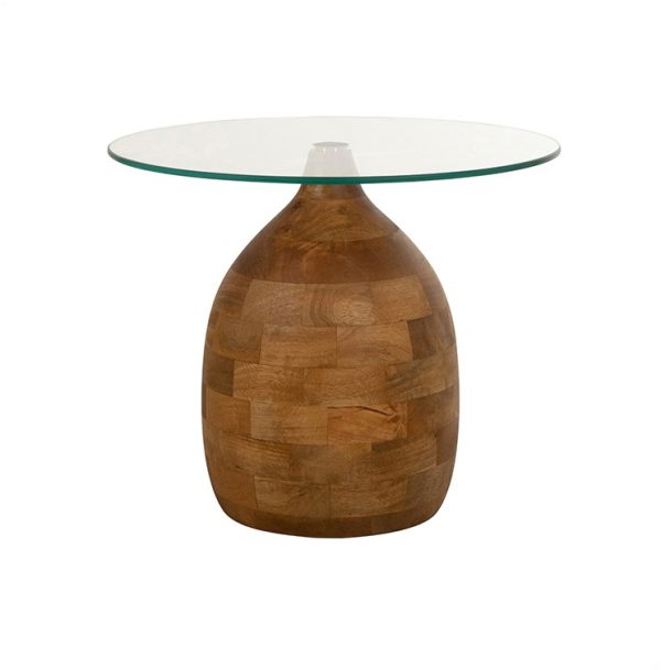Nijwie MySons Stella salontafel Ø50, H43, Smooth Natural, Clear glass - Couture Collection
