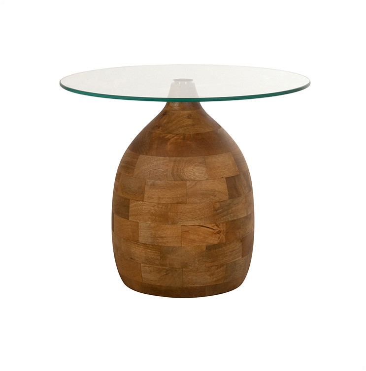 Nijwie MySons Stella salontafel Ø50, H43, Smooth Natural, Clear glass - Couture Collection