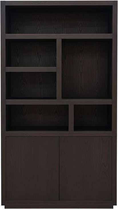 Nijwie Dutch Industries Tampere boekenkast 120 met 2 deuren en 6 open vakken, Dark Chocolate - Oak Collection