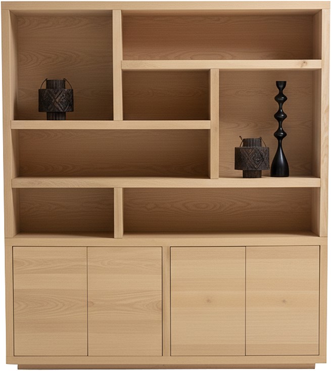 Nijwie Dutch Industries Tampere boekenkast 200 met 4 deuren en 7 open vakken, Natural Oak - Oak Collection