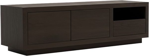 Nijwie Dutch Industries Tampere TV dressoir 150 met 2 deuren, 1 lade en 1 open vak, Dark Chocolate - Oak Collection
