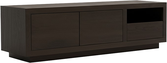 Nijwie Dutch Industries Tampere TV dressoir 150 met 2 deuren, 1 lade en 1 open vak, Dark Chocolate - Oak Collection