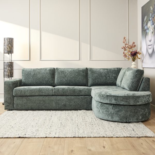 Starfurn MySofa Alma Hoekbank Groen 2,5 zits+Divan Rechts