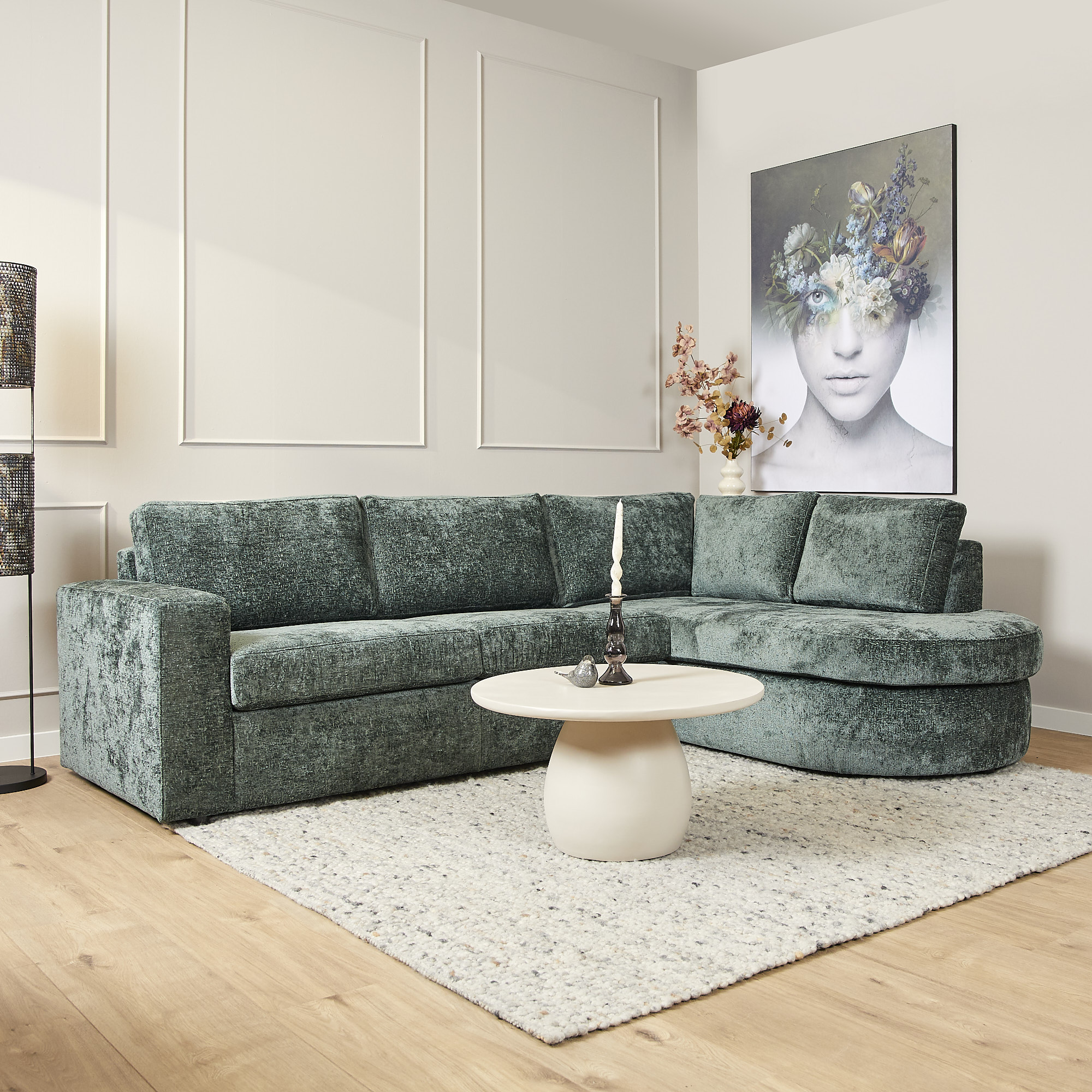 Starfurn MySofa Alma Hoekbank Groen 2,5 zits+Divan Rechts