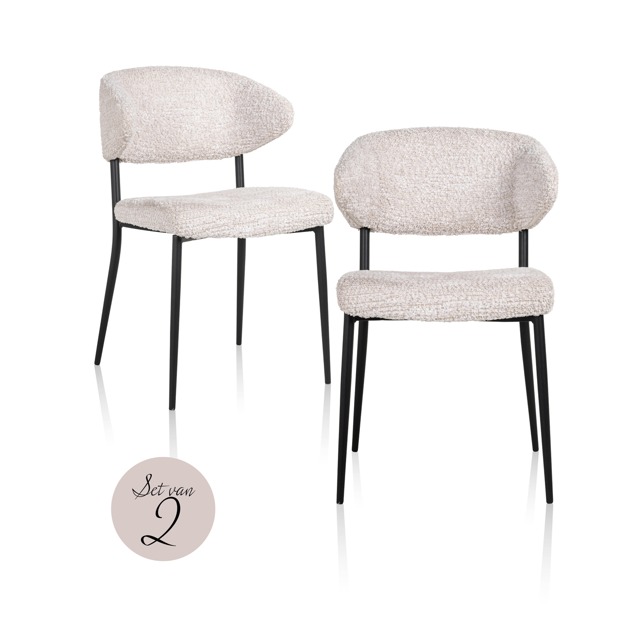 Richmond Interiors Eetkamerstoel Bea lovely cream (Set of 2)