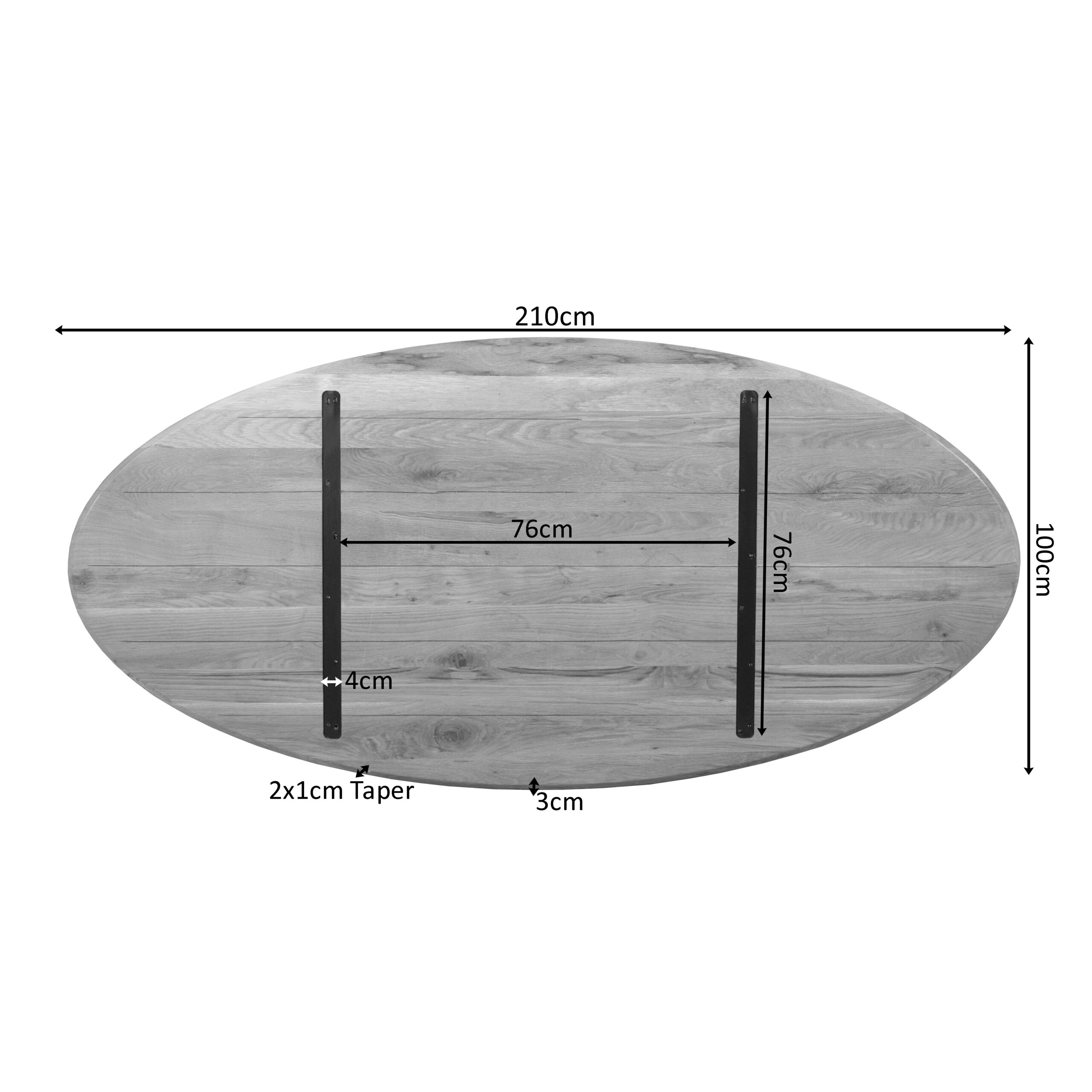 Starfurn Eiken Blad Ferris Ovaal 210 cm Naturel