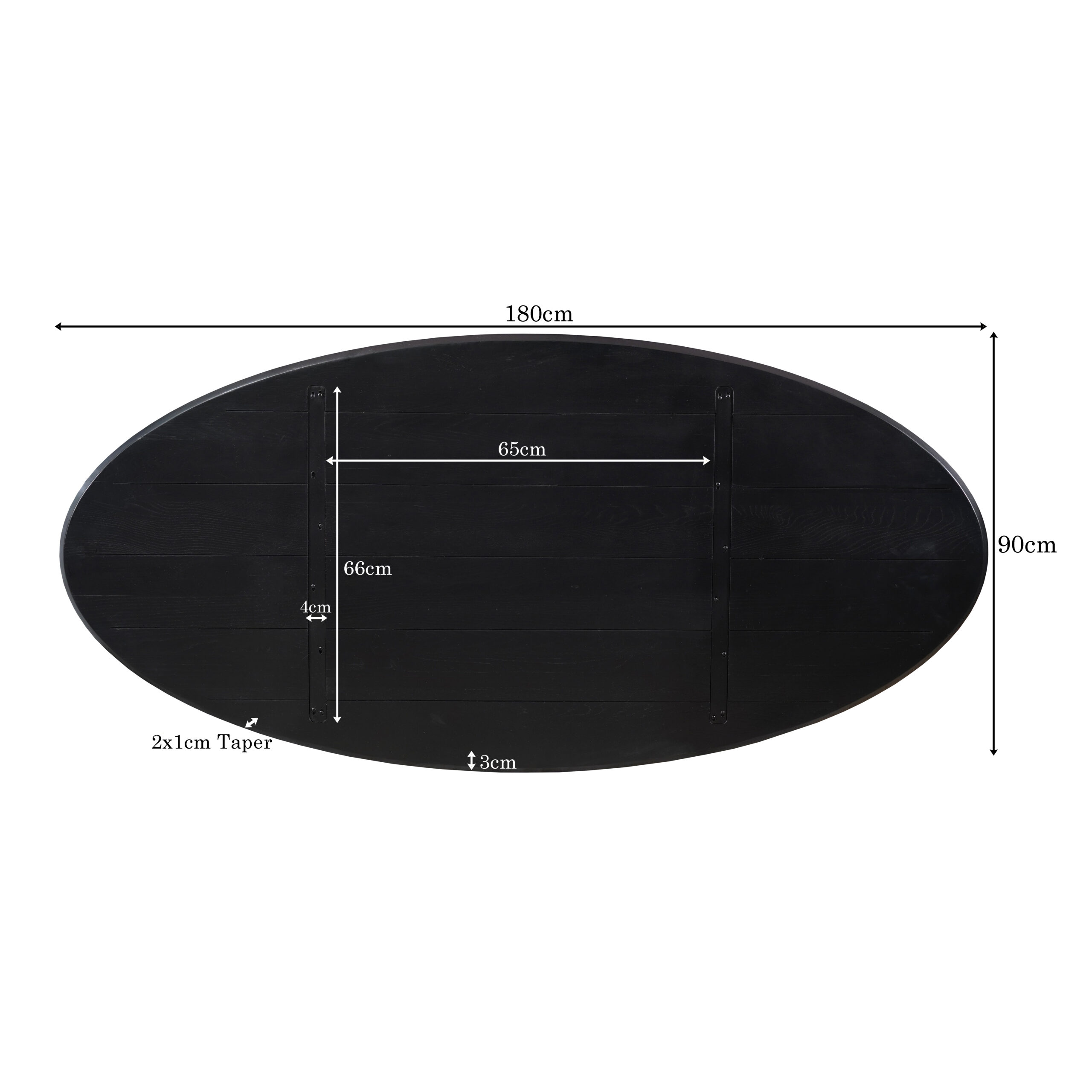 Starfurn Eiken Blad Ferris Ovaal 180 cm Zwart