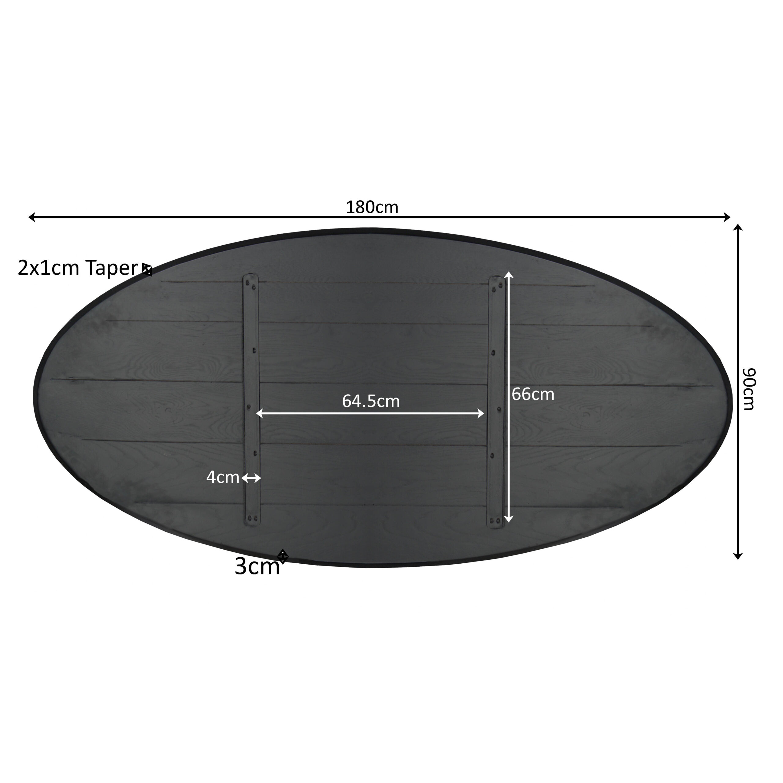 Starfurn Eiken Blad Ferris Ovaal 180 cm Zwart