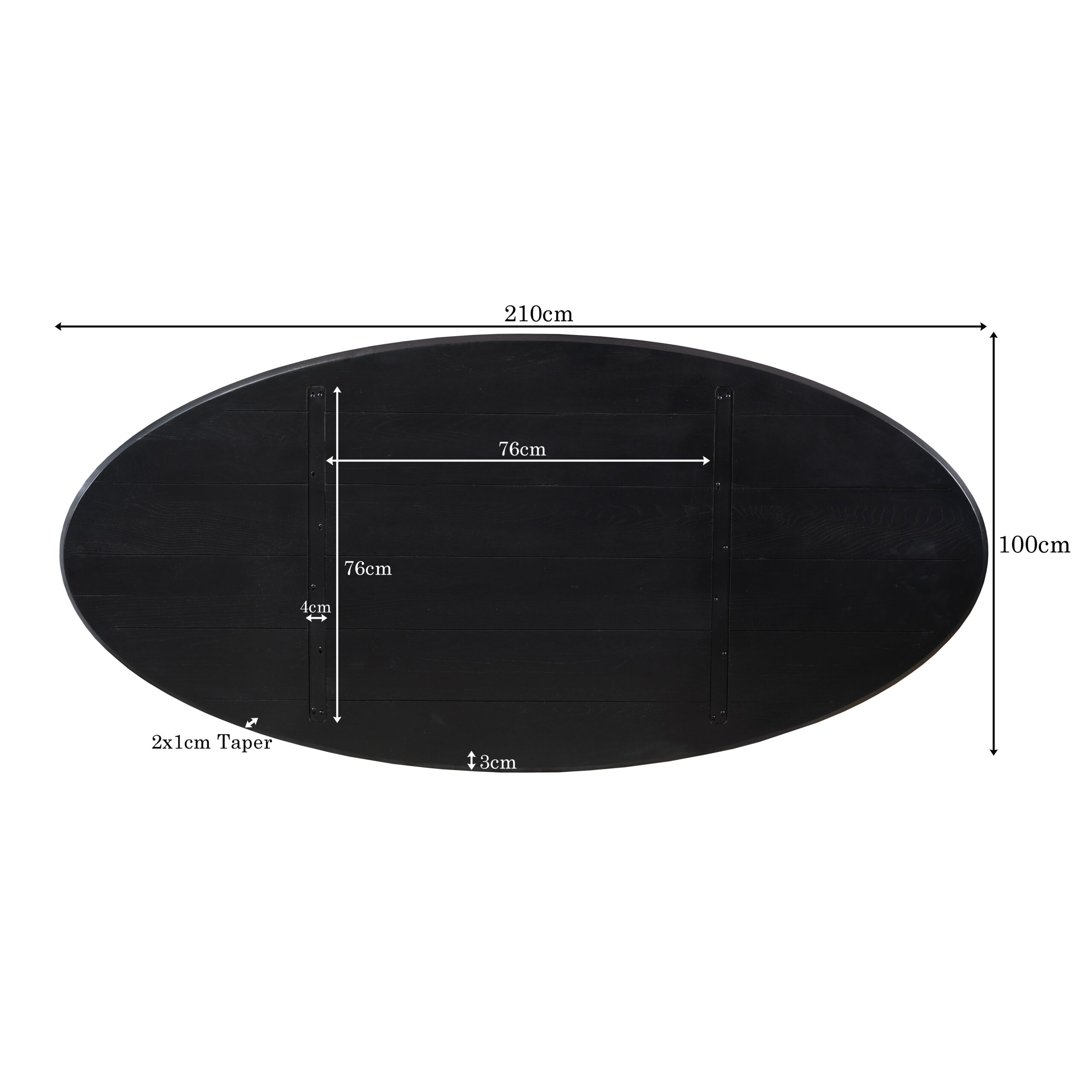 Starfurn Eiken Blad Ferris Ovaal 210 cm Zwart