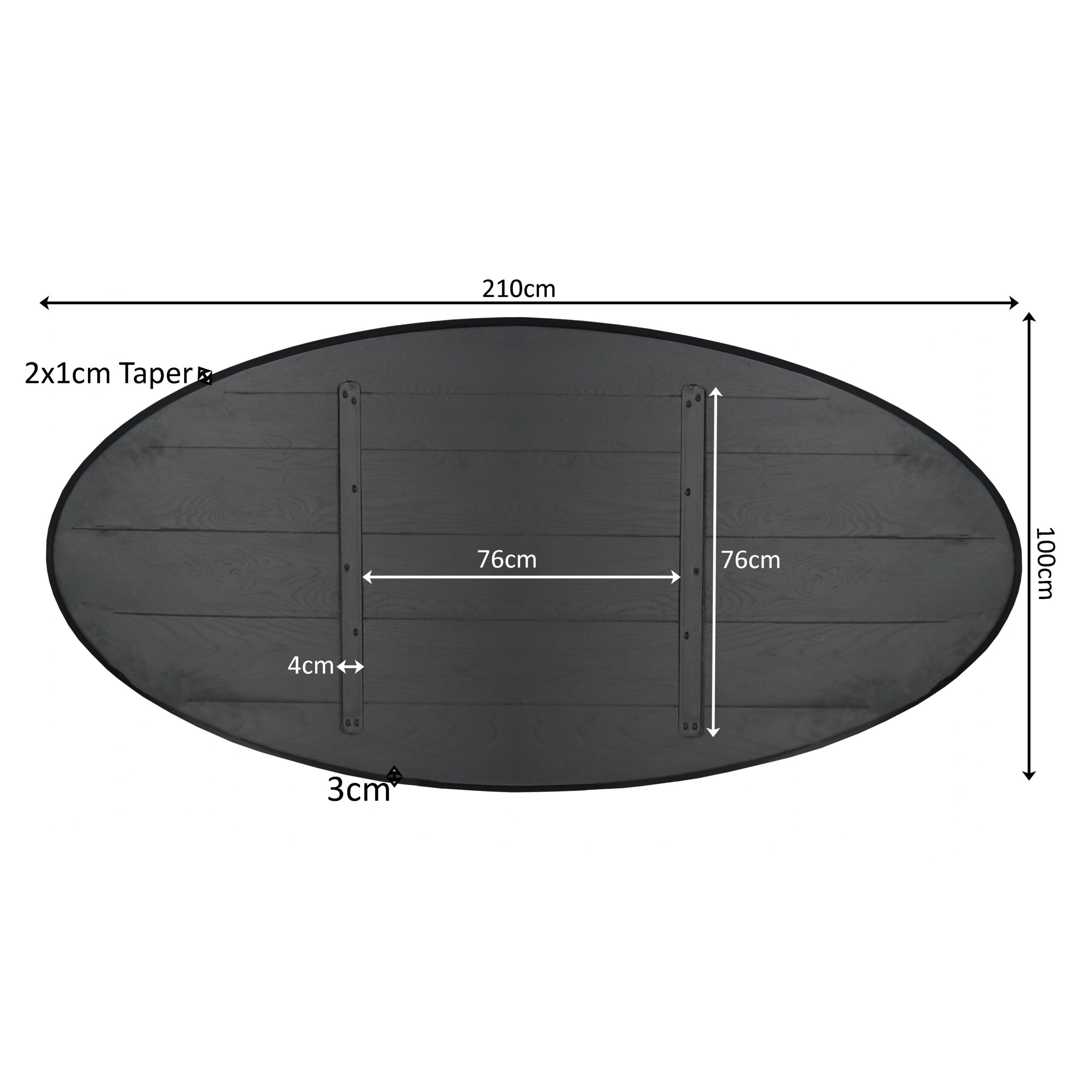 Starfurn Eiken Blad Ferris Ovaal 210 cm Zwart