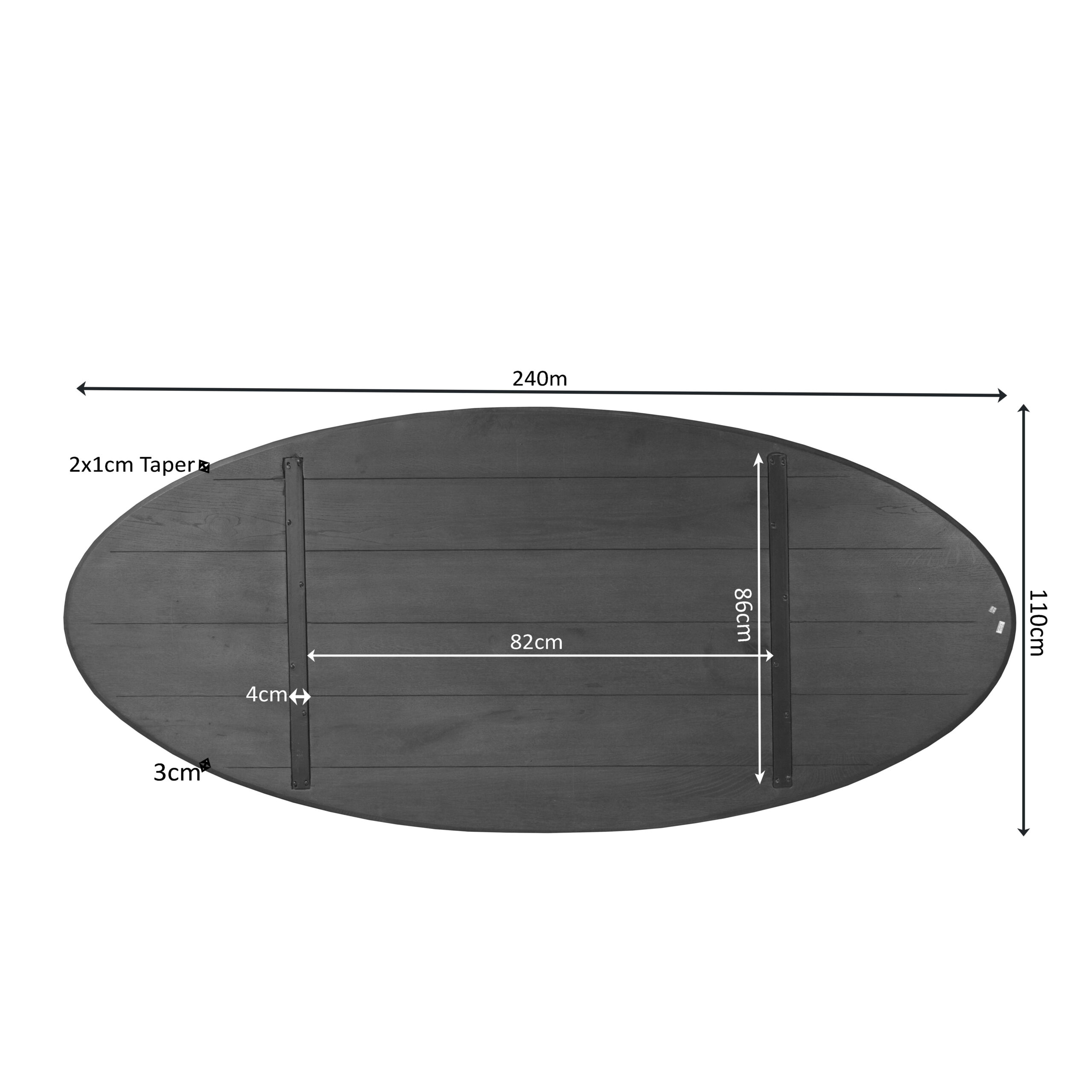 Starfurn Eiken Blad Ferris Ovaal 240 cm Bruin