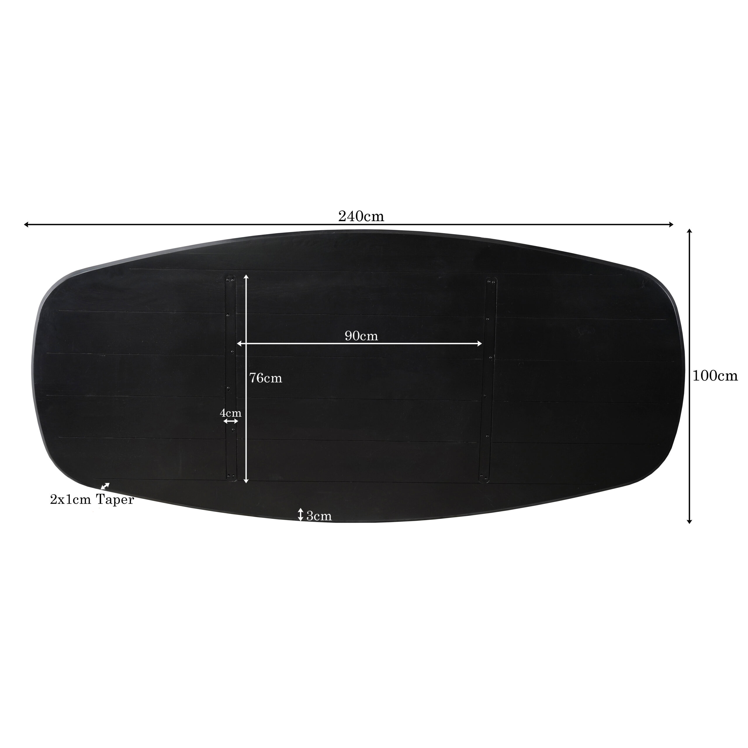 Starfurn Eiken Blad Ferris Deens Ovaal 240 cm Zwart