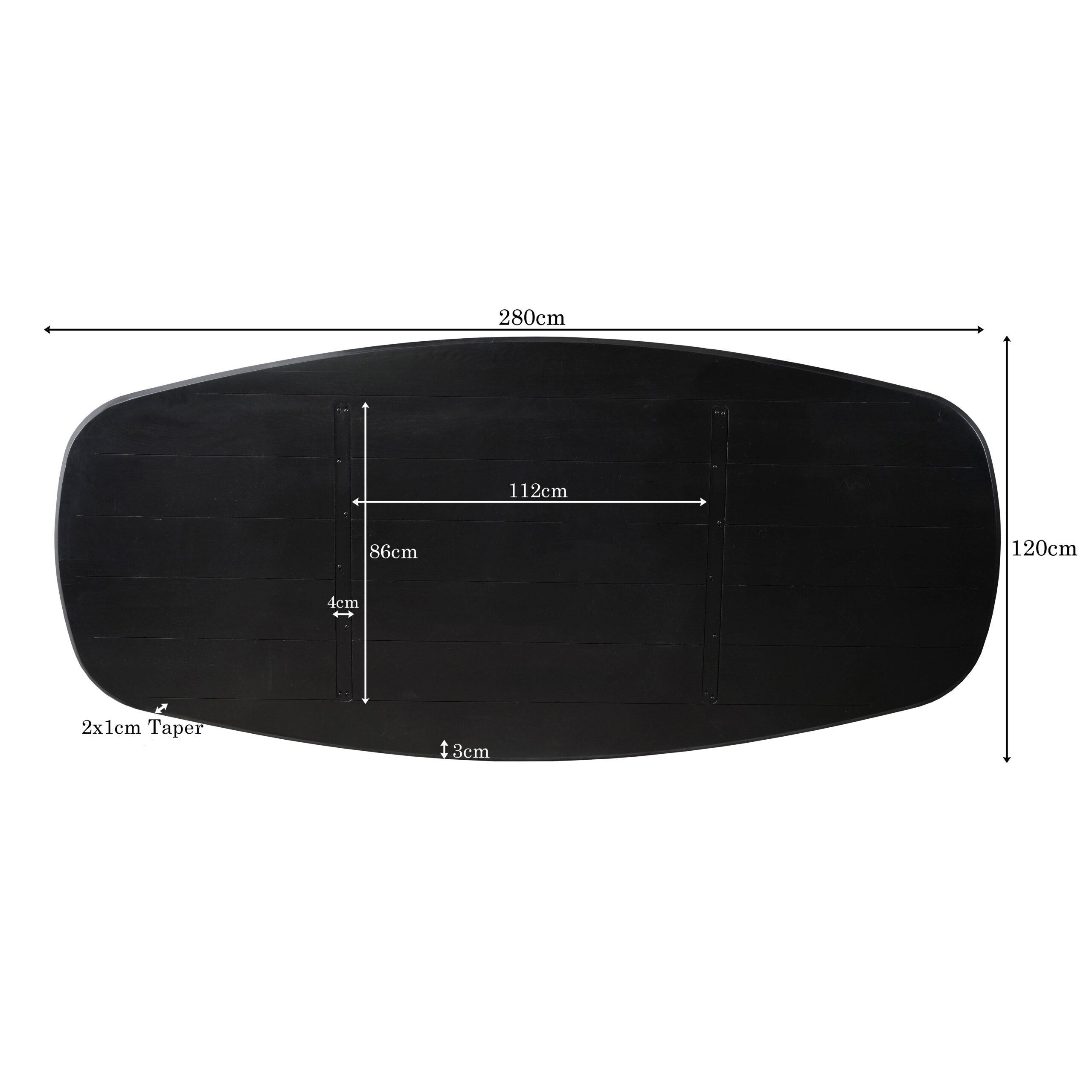 Starfurn Eiken Blad Ferris Deens Ovaal 280 cm Zwart