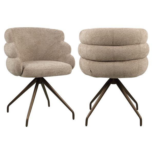 Richmond Interiors Eetkamerstoel Kayla mocca boldweave swivel
