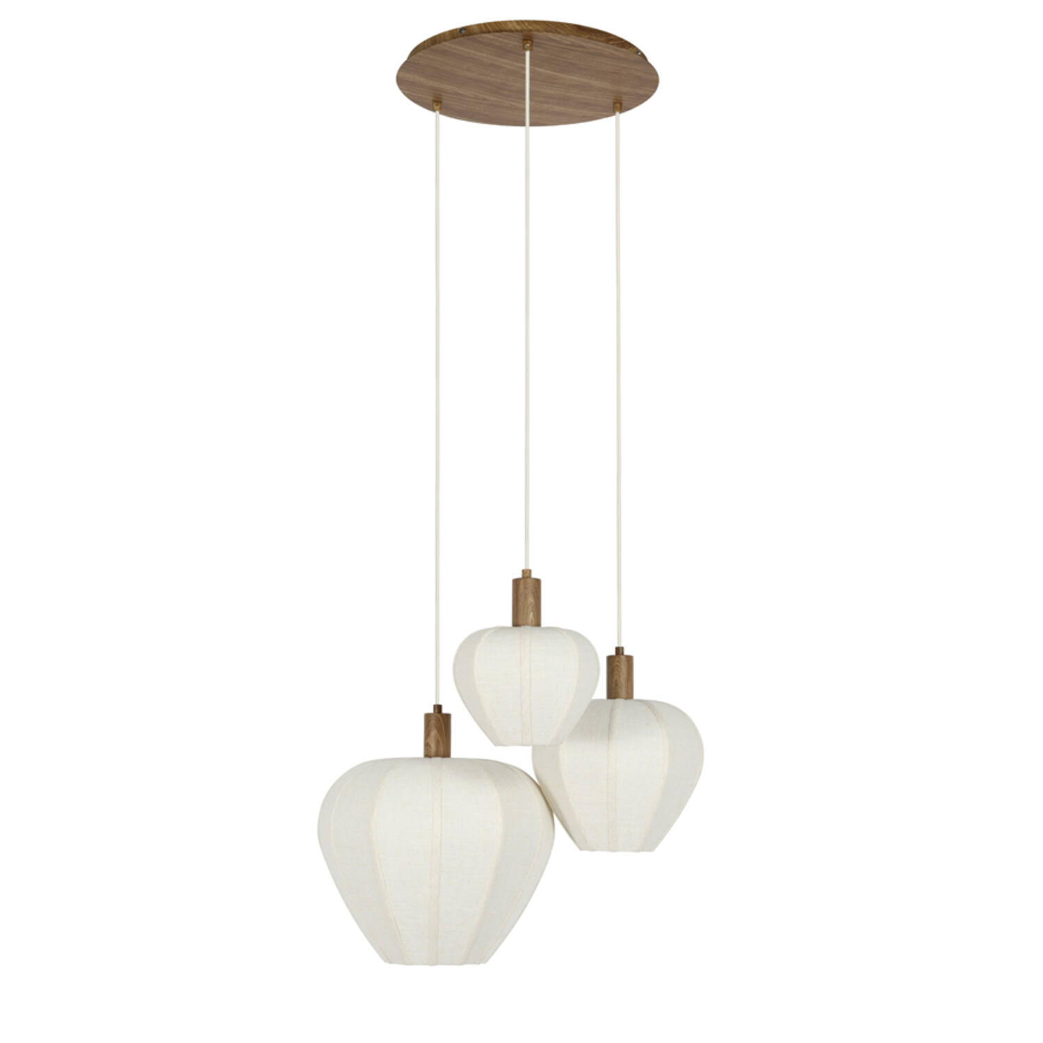 Light & Living Hanglamp 3L Ø43x34 cm HUXI hout print naturel+linnen crème