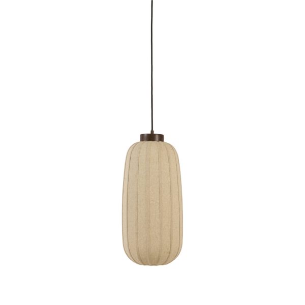 Light & Living Hanglamp Ø25x50 cm VOKA hout print donker bruin+linnen natur