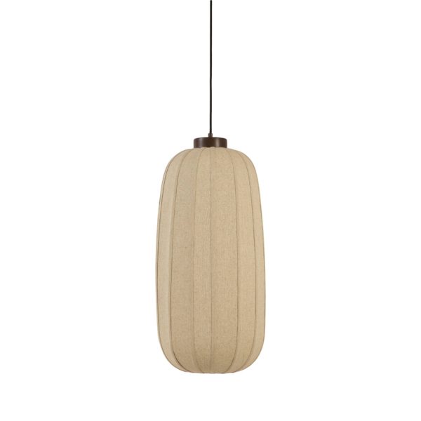 Light & Living Hanglamp Ø32x65 cm VOKA hout print donker bruin+linnen natur
