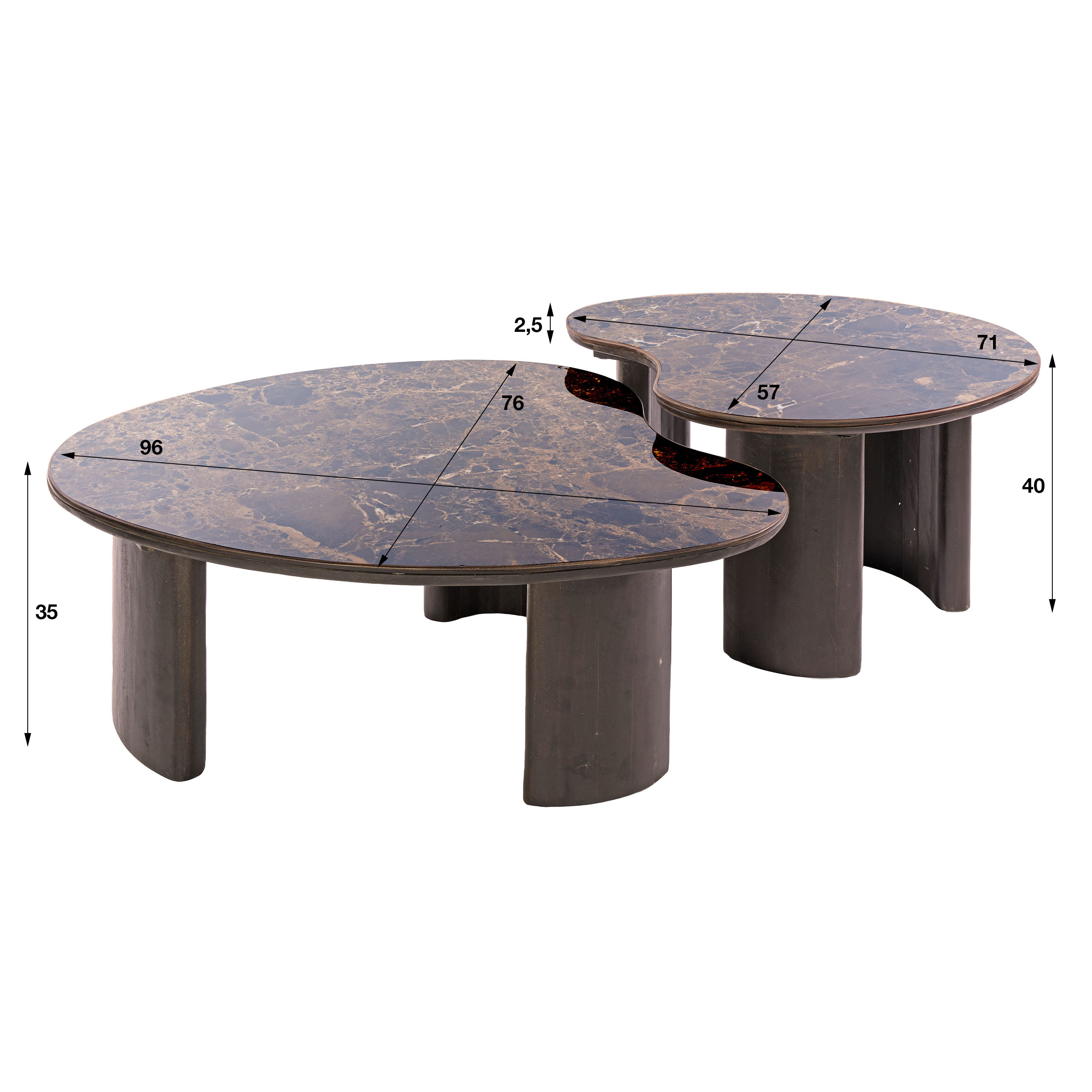 Salontafel Empera niervormig set/2