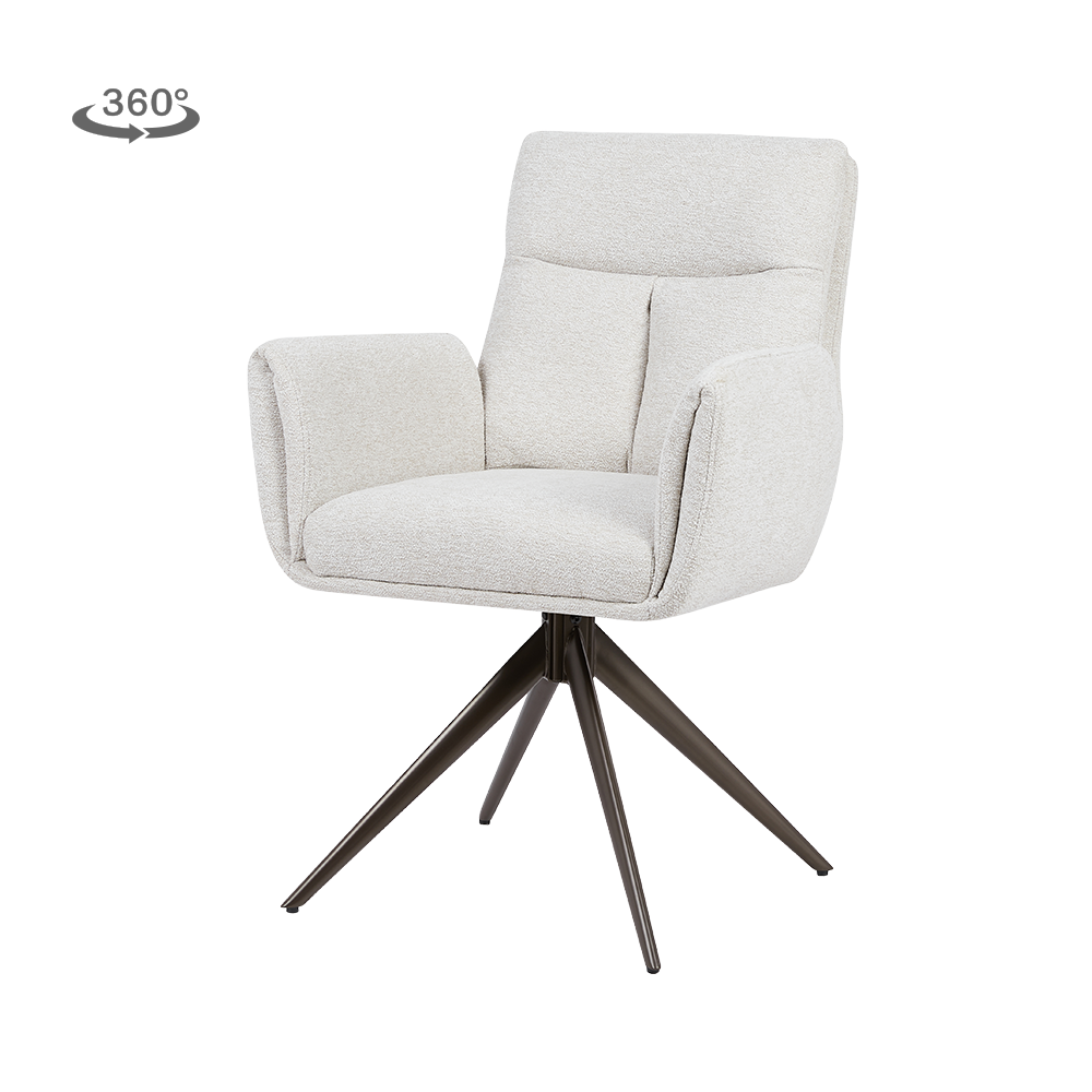 Tower Living Varzo Armstoel - Toro 25 cream - Anodic (draaibaar)