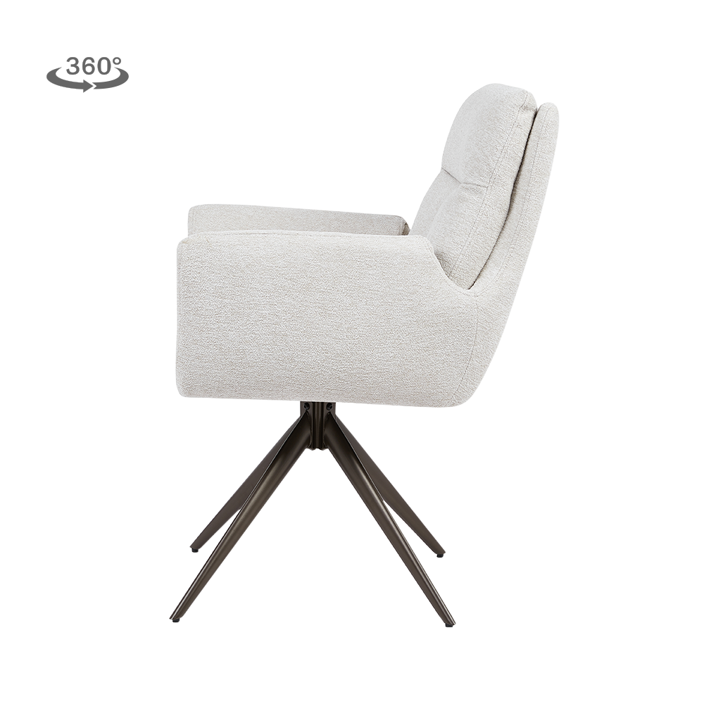Tower Living Varzo Armstoel - Toro 25 cream - Anodic (draaibaar)