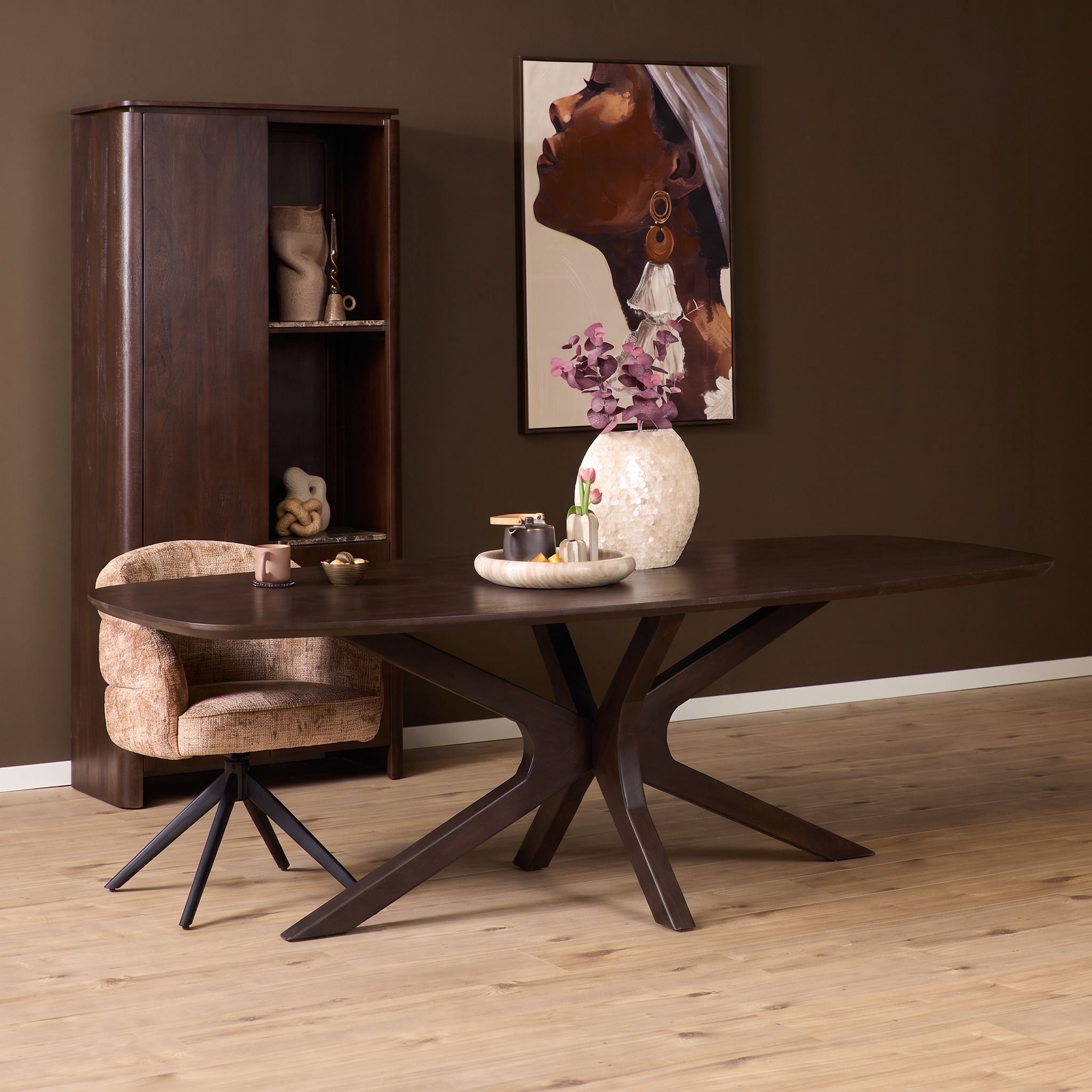 Starfurn Deens ovale eettafel Milo Bruin Mangohout 210 cm