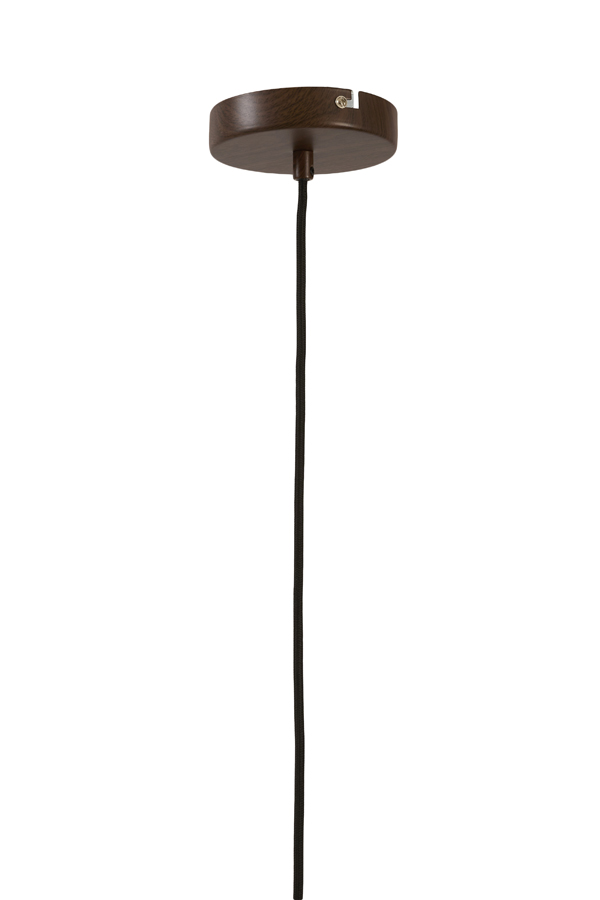 Light & Living Hanglamp Ø25x50 cm VOKA hout print donker bruin+linnen natur