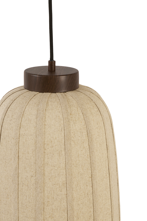 Light & Living Hanglamp Ø25x50 cm VOKA hout print donker bruin+linnen natur