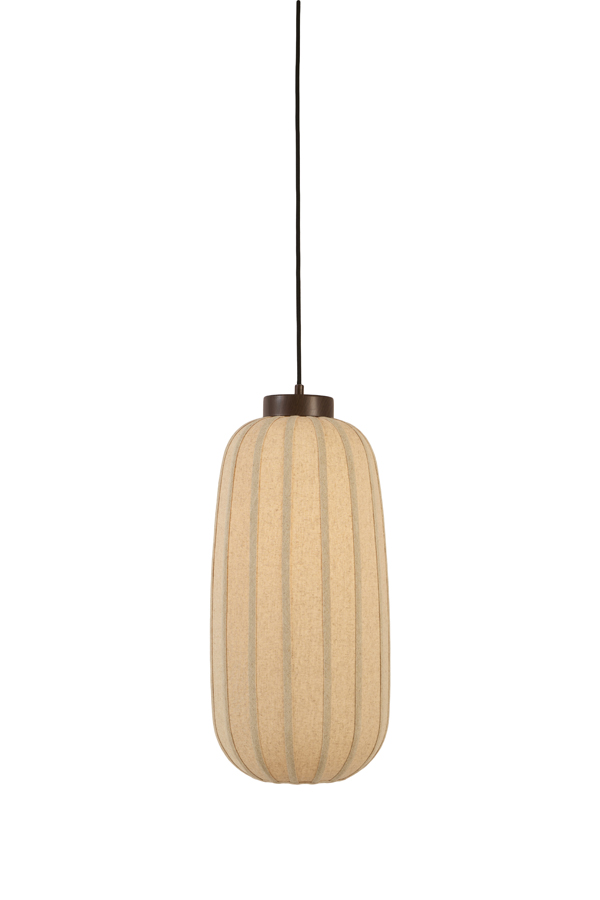 Light & Living Hanglamp Ø25x50 cm VOKA hout print donker bruin+linnen natur
