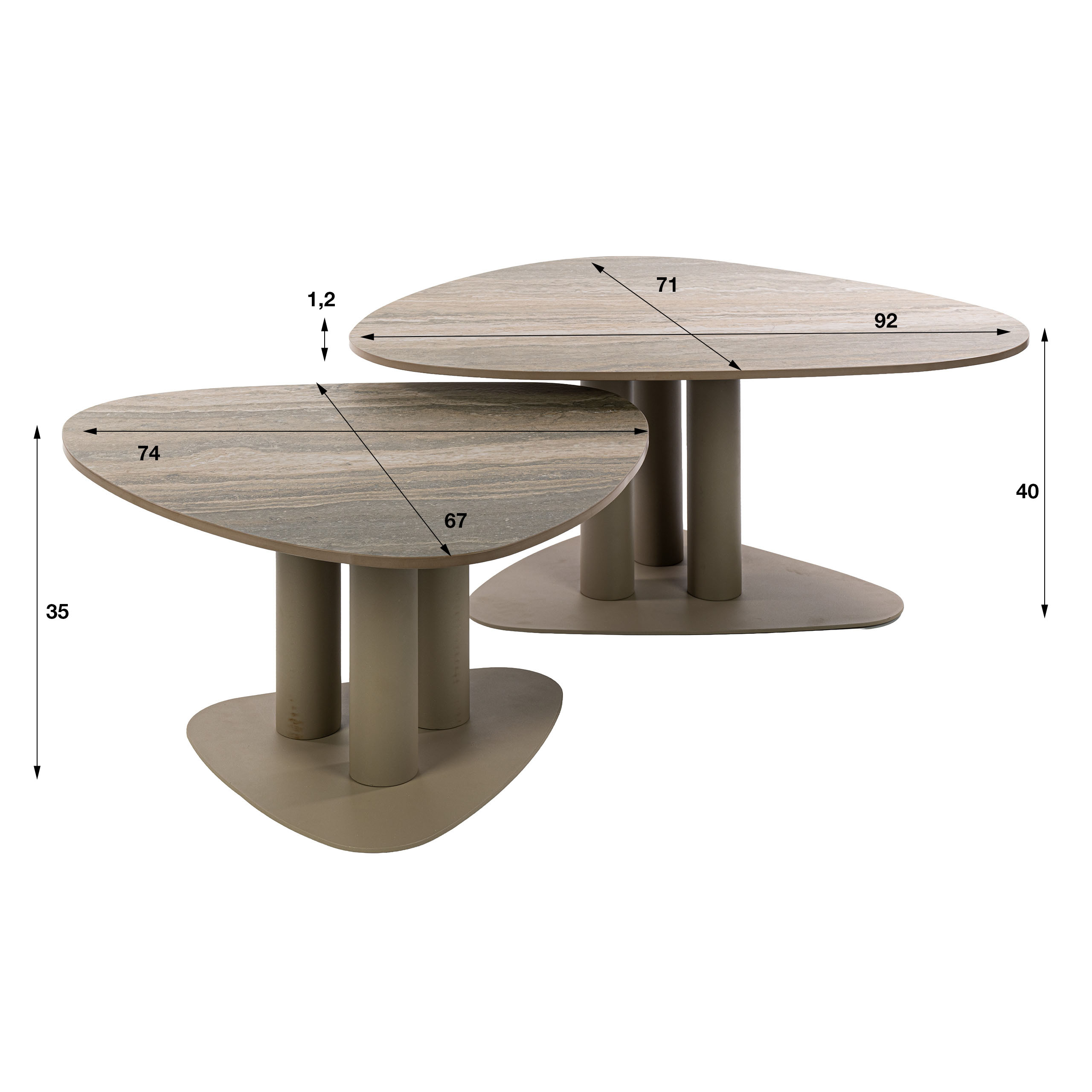 Salontafel Selvo driehoekig set/2