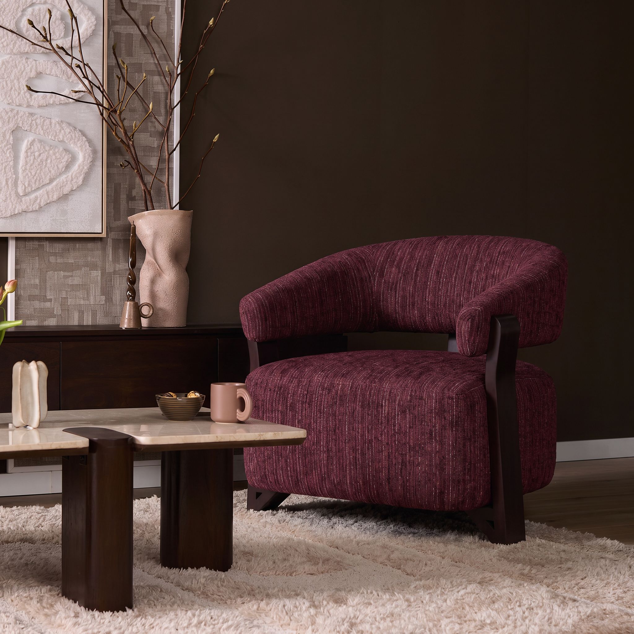 Starfurn Fauteuil Juun Burgundy