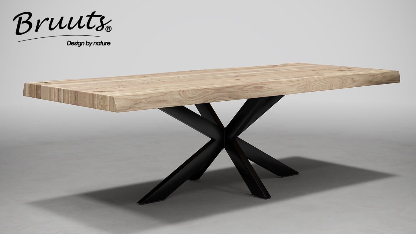 UrbanSofa Bruuts® eettafel Woodbury Live Edge acacia blank Spider Leg