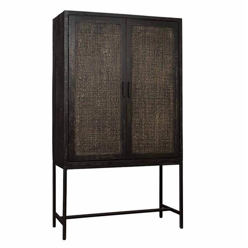 Tower Living opbergkast Carini zwart 110x45x190 cm mangohout