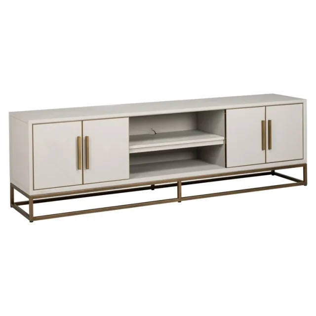 Richmond Interiors tv meubel Whitebone brass 200x44,5x61 cm eiken