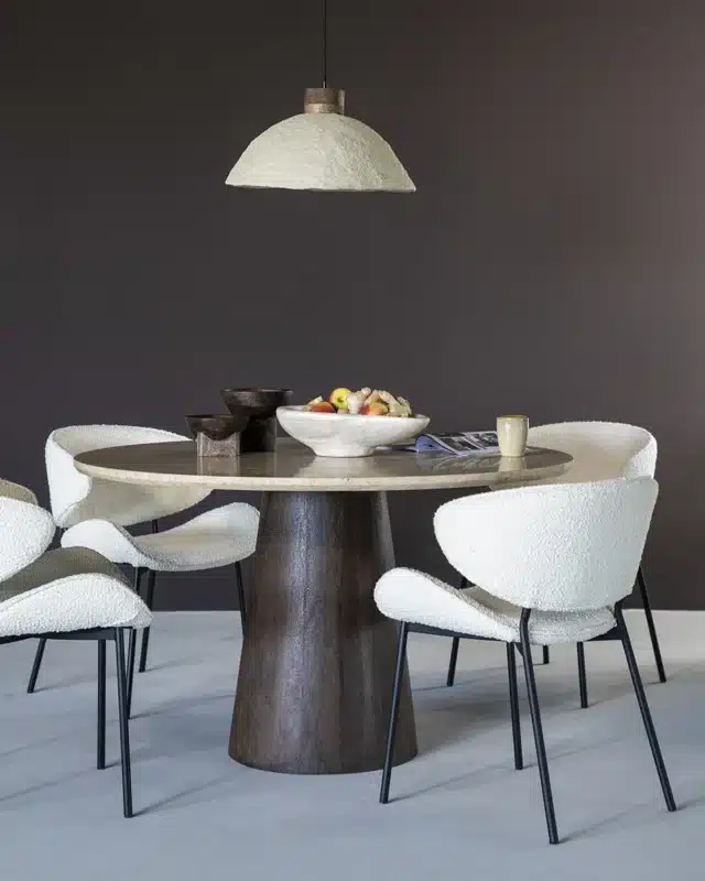 Eleonora eettafel Aikin 130x130x76 cm travertin